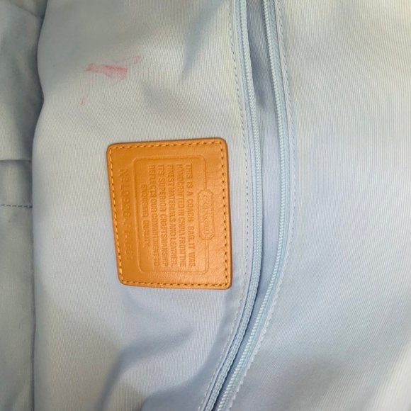 Coach Leah Blue Satin Polka Dot Bag Limited - Picture 8 of 10